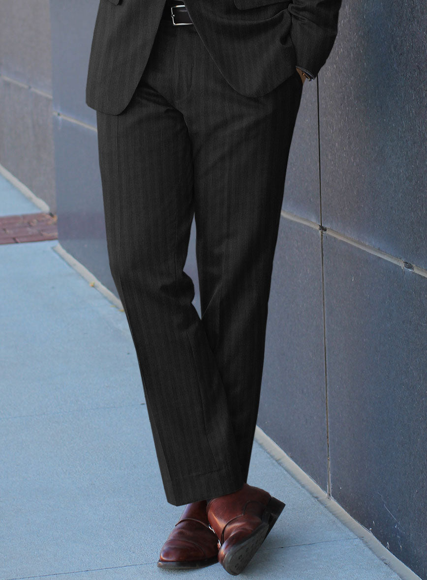 Lanificio Zegna Traveller Jaspal Black Stripe Wool Suit - StudioSuits