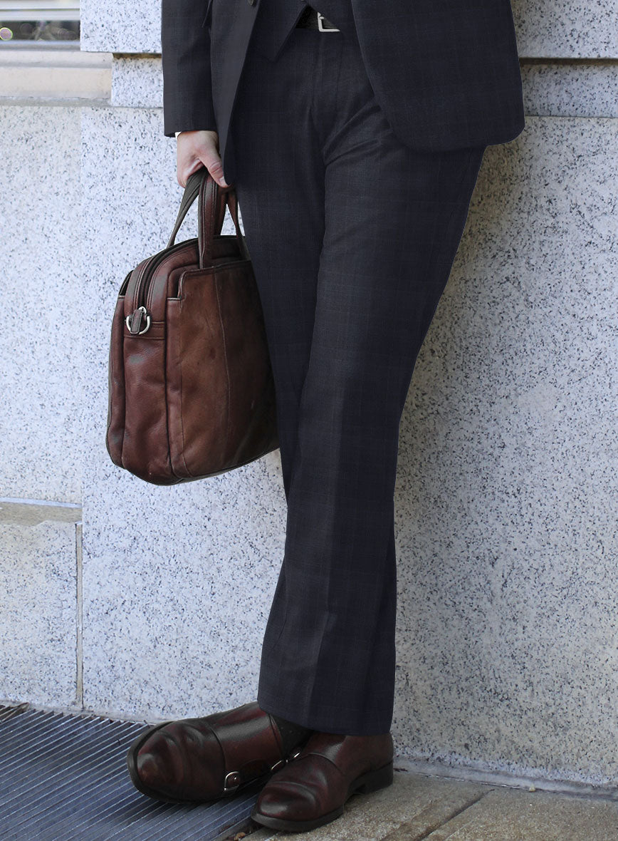 Lanificio Zegna Traveller Mence Blue Checks Wool Pants - StudioSuits