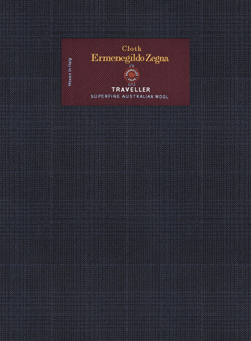 Lanificio Zegna Traveller Mence Blue Checks Wool Pants - StudioSuits