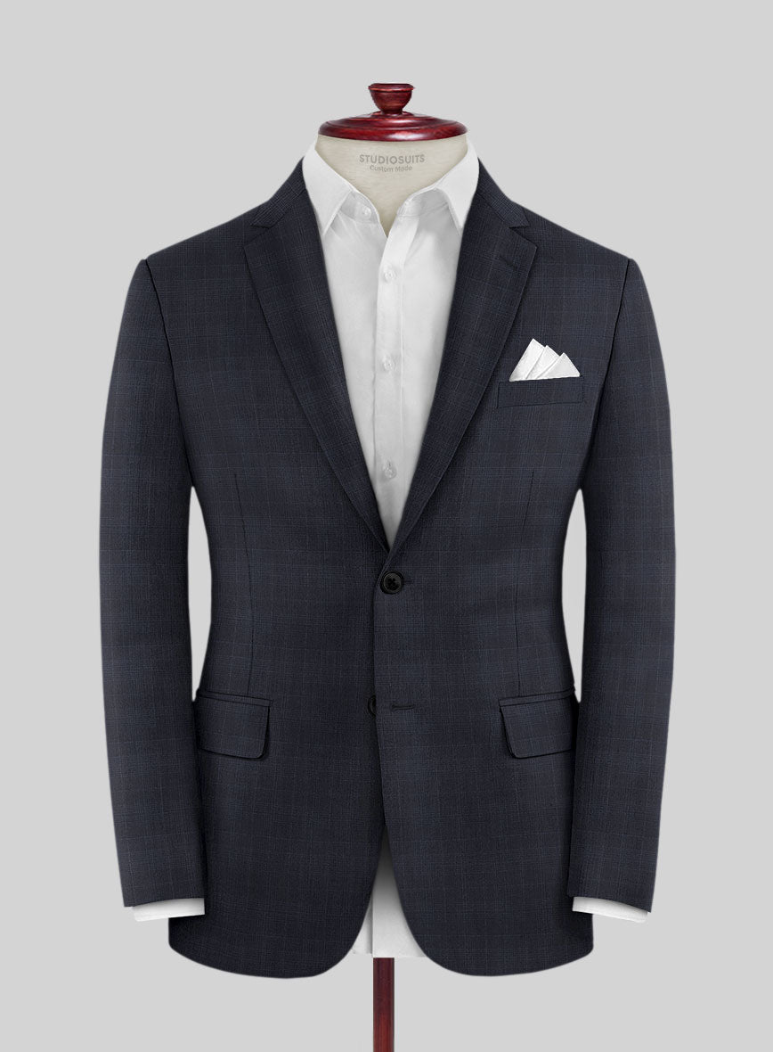 Lanificio Zegna Traveller Mence Blue Checks Wool Suit - StudioSuits