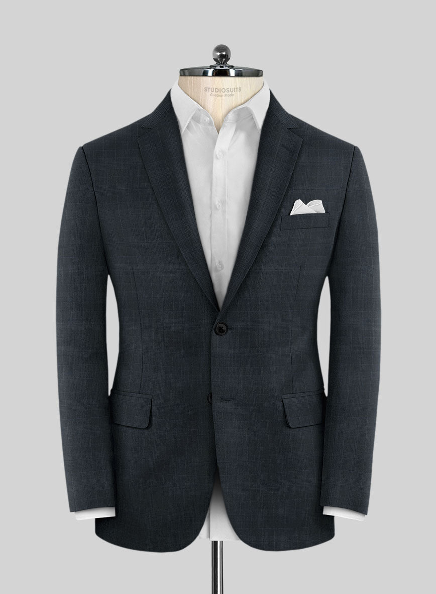 Lanificio Zegna Traveller Mence Dark Blue Checks Wool Jacket - StudioSuits