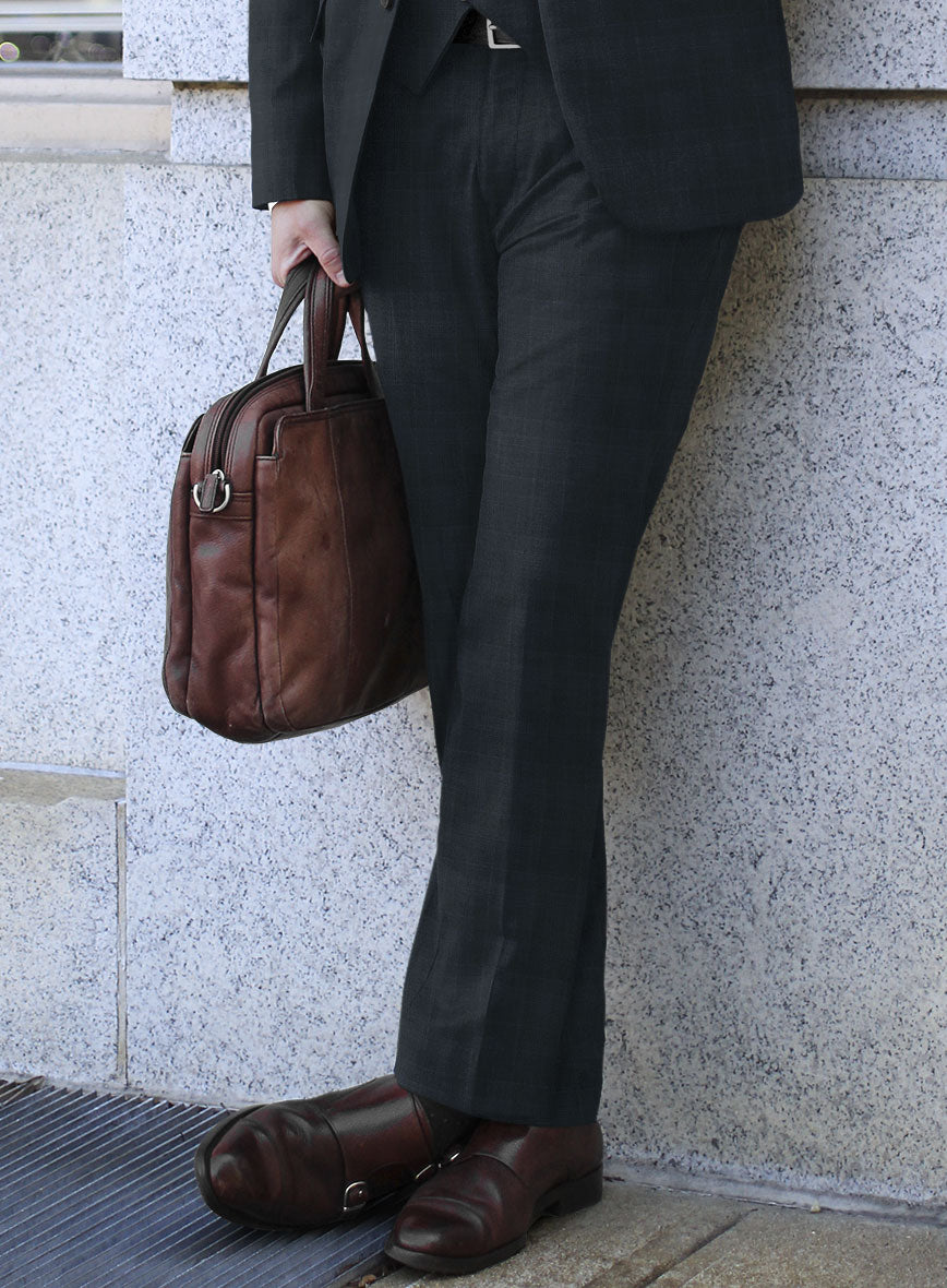 Lanificio Zegna Traveller Mence Dark Blue Checks Wool Pants - StudioSuits
