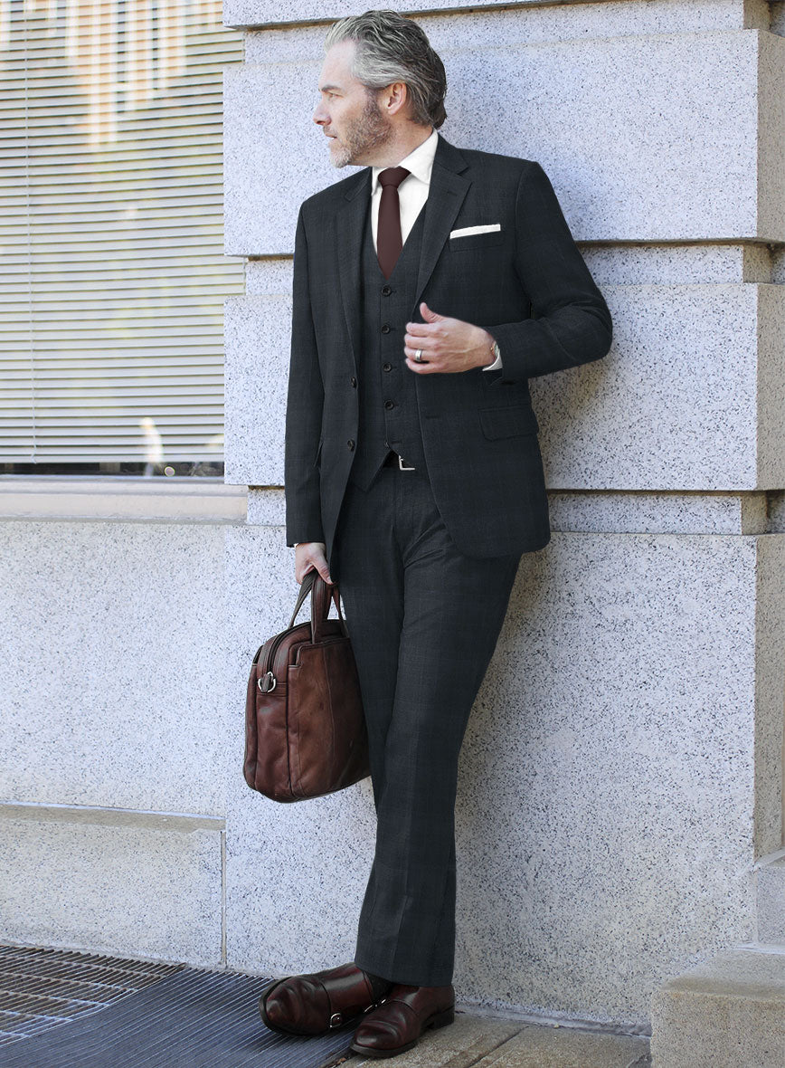 Lanificio Zegna Traveller Mence Dark Blue Checks Wool Suit - StudioSuits