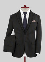 Lanificio Zegna Traveller Renar Black Stripe Wool Suit - StudioSuits