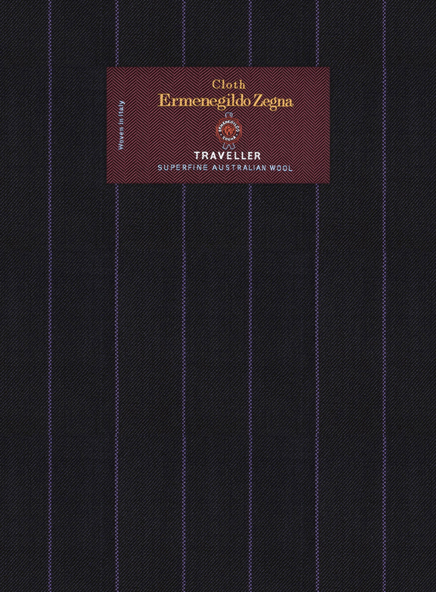 Lanificio Zegna Traveller Renar Blue Stripe Wool Pants - StudioSuits