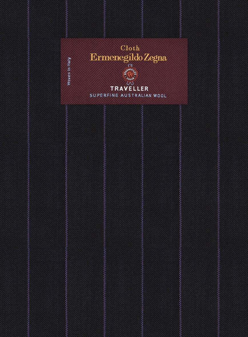 Lanificio Zegna Traveller Renar Blue Stripe Wool Suit - StudioSuits