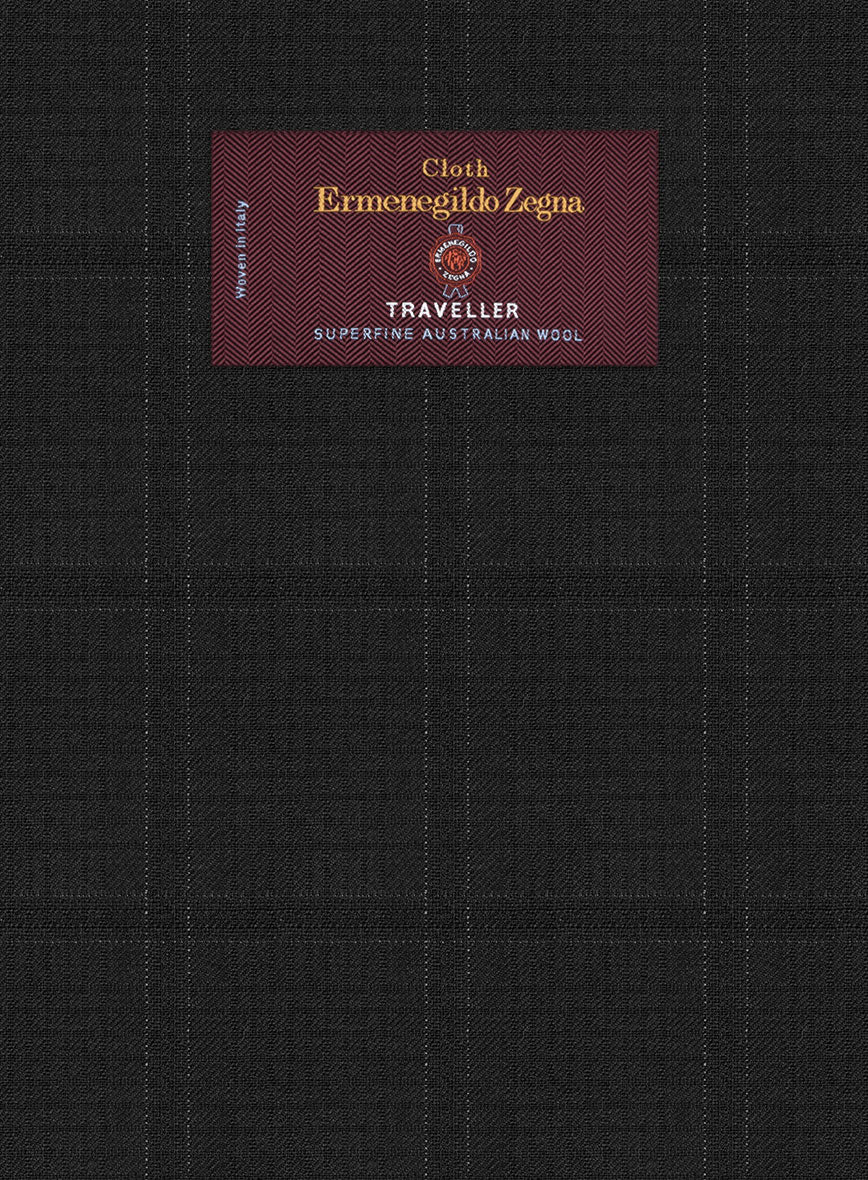 Lanificio Zegna Traveller Sarcos Black Checks Wool Jacket - StudioSuits