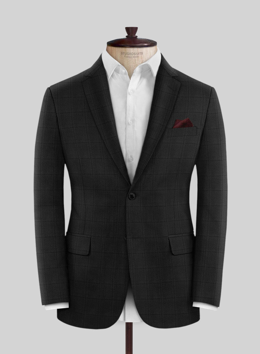 Lanificio Zegna Traveller Sarcos Black Checks Wool Suit - StudioSuits