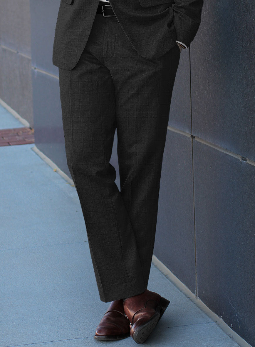 Lanificio Zegna Traveller Sarcos Black Checks Wool Suit - StudioSuits