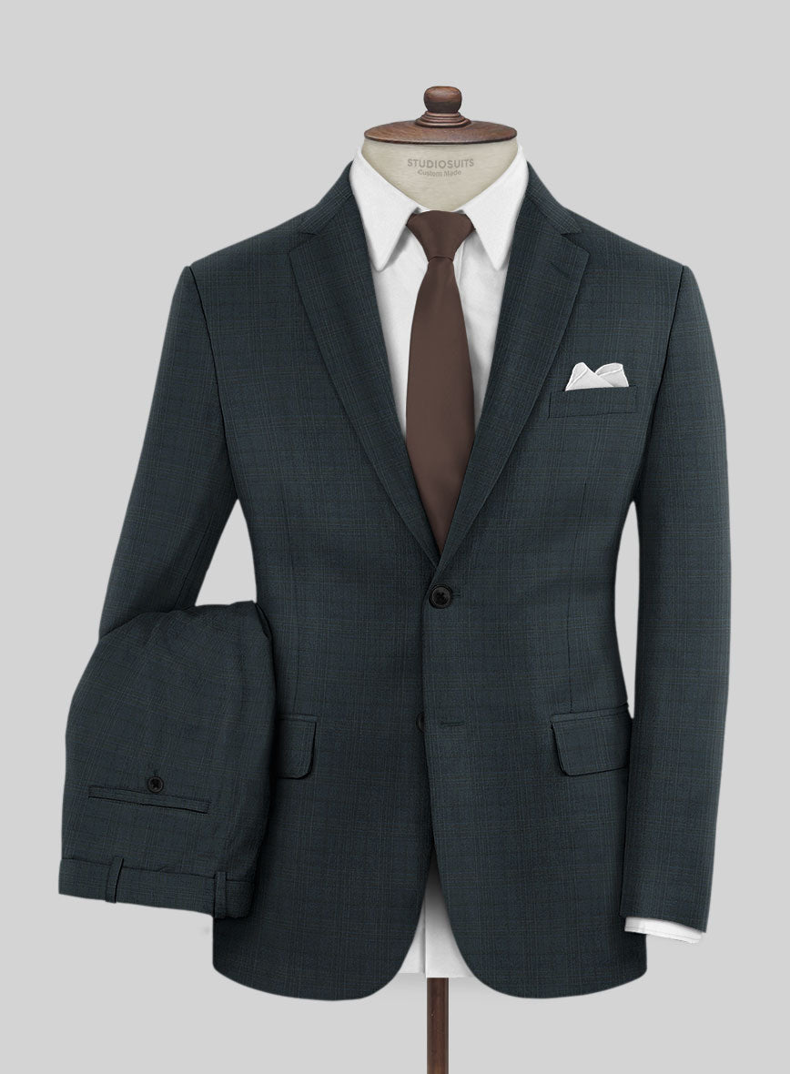 Lanificio Zegna Traveller Tirno Dark Blue Checks Wool Suit - StudioSuits