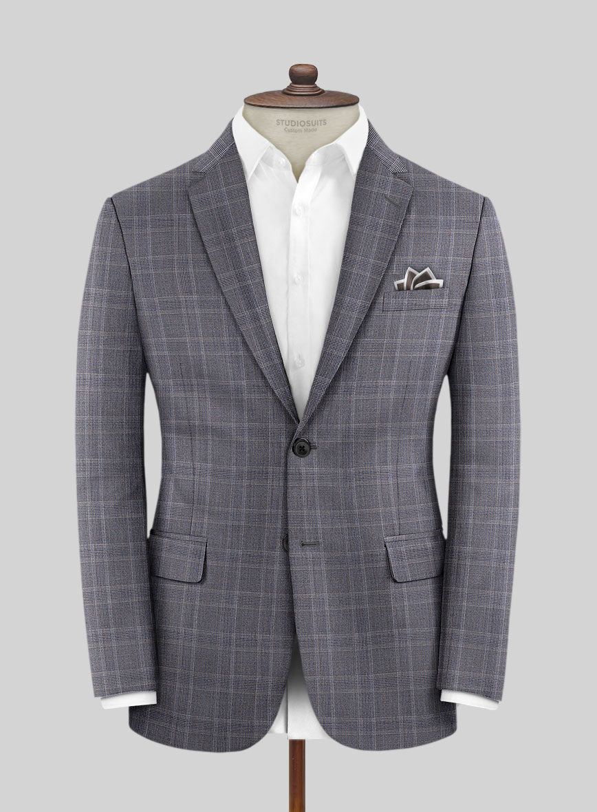 Lanificio Zegna Traveller Valen Blue Checks Wool Suit - StudioSuits