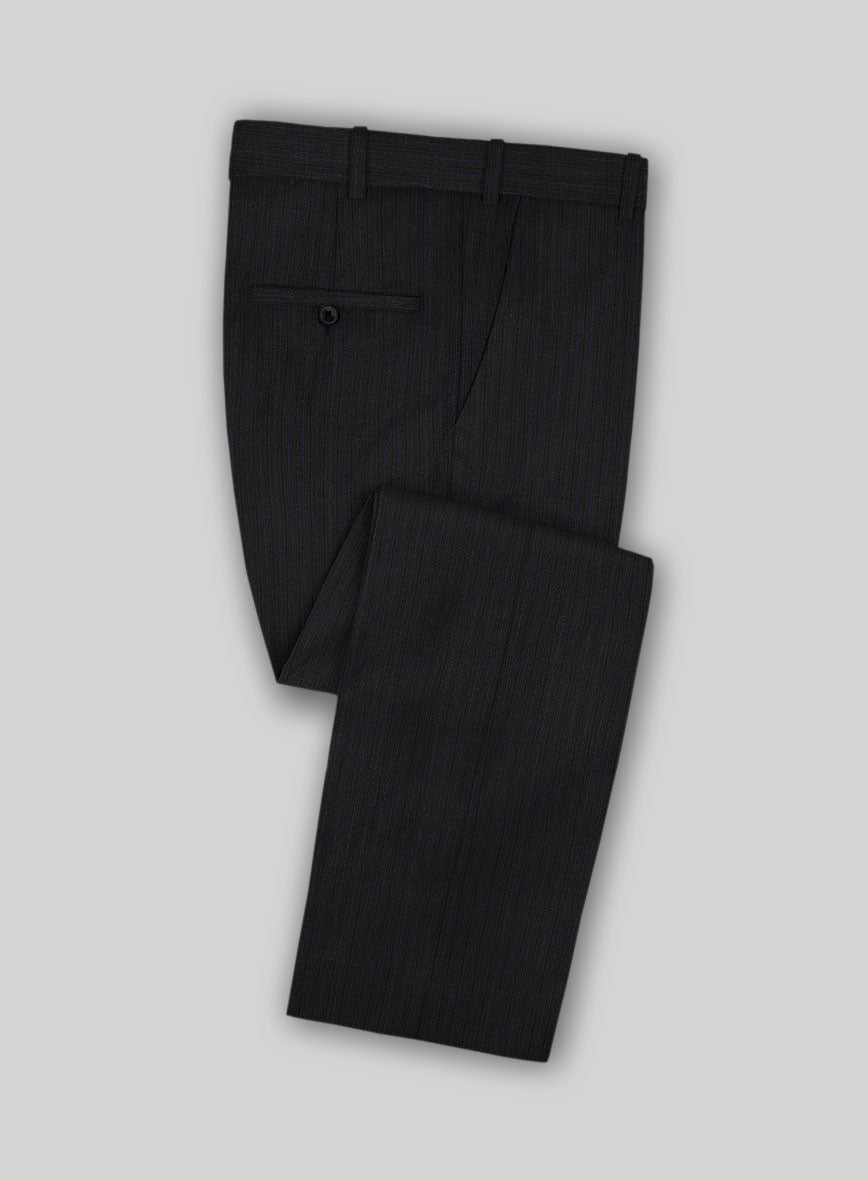 Lanificio Zegna Traveller Naquez Black Stripe Wool Pants - StudioSuits