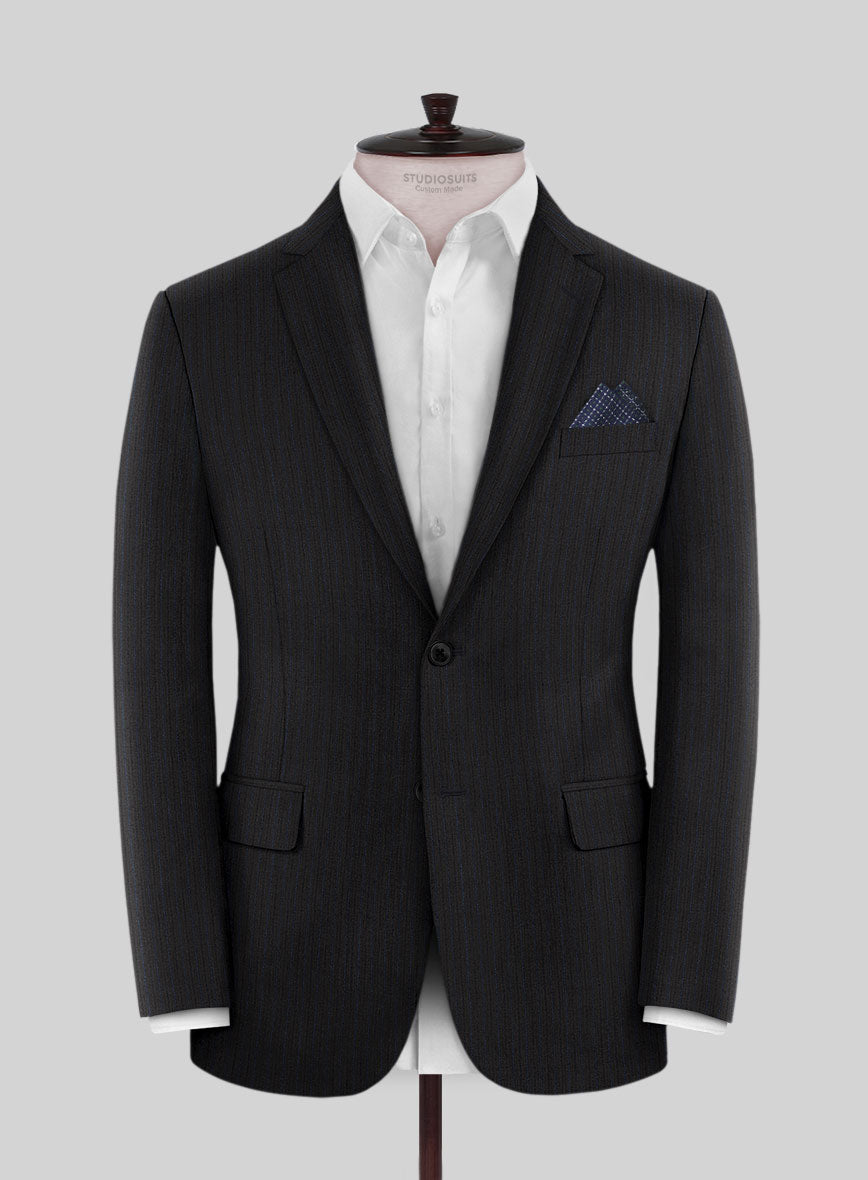 Lanificio Zegna Traveller Naquez Black Stripe Wool Suit – StudioSuits