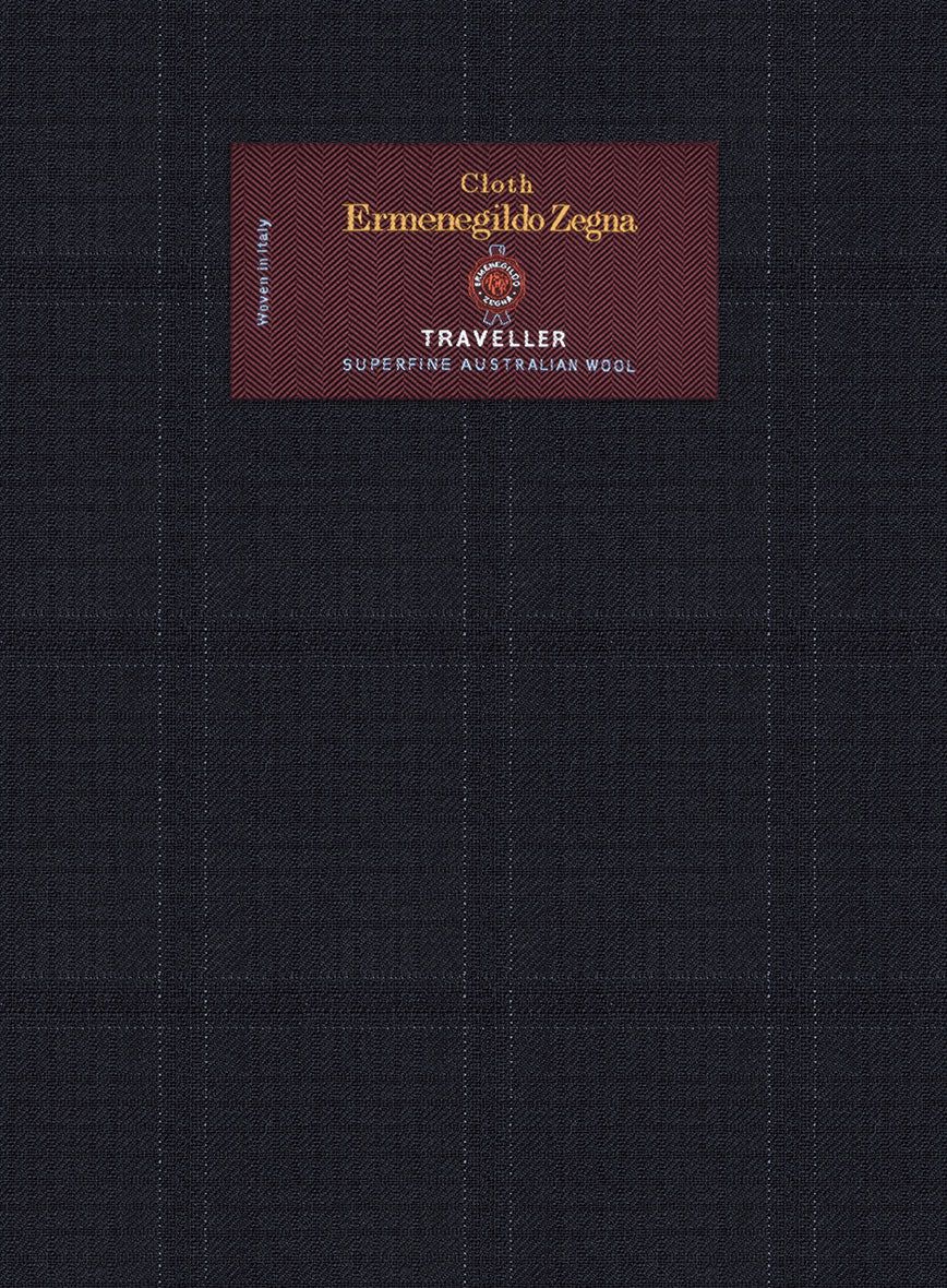 Lanificio Zegna Traveller Sarcos Blue Checks Wool Pants - StudioSuits