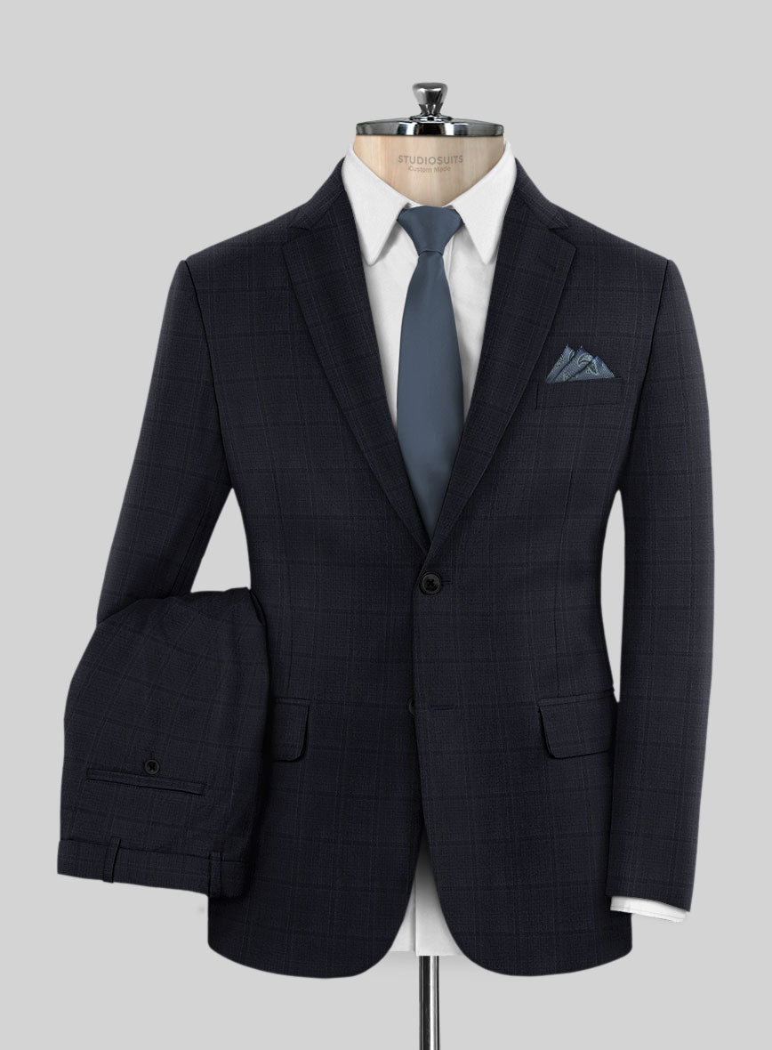 Lanificio Zegna Traveller Sarcos Blue Checks Wool Suit - StudioSuits
