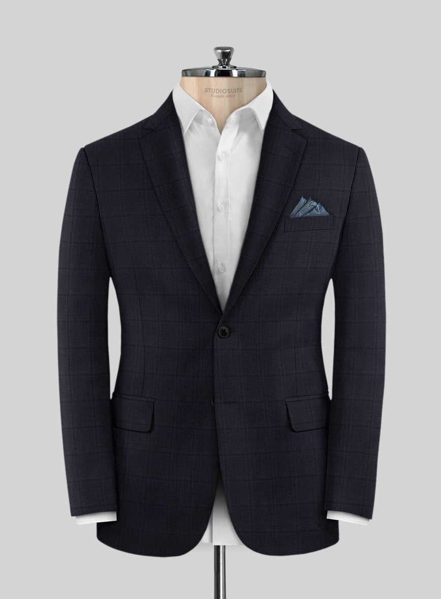 Lanificio Zegna Traveller Sarcos Blue Checks Wool Suit - StudioSuits