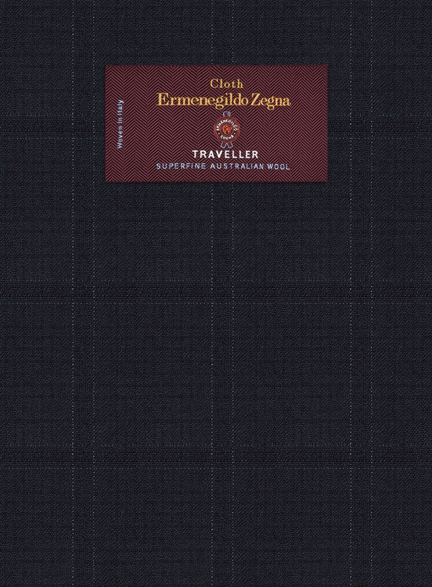 Lanificio Zegna Traveller Sarcos Blue Checks Wool Suit - StudioSuits