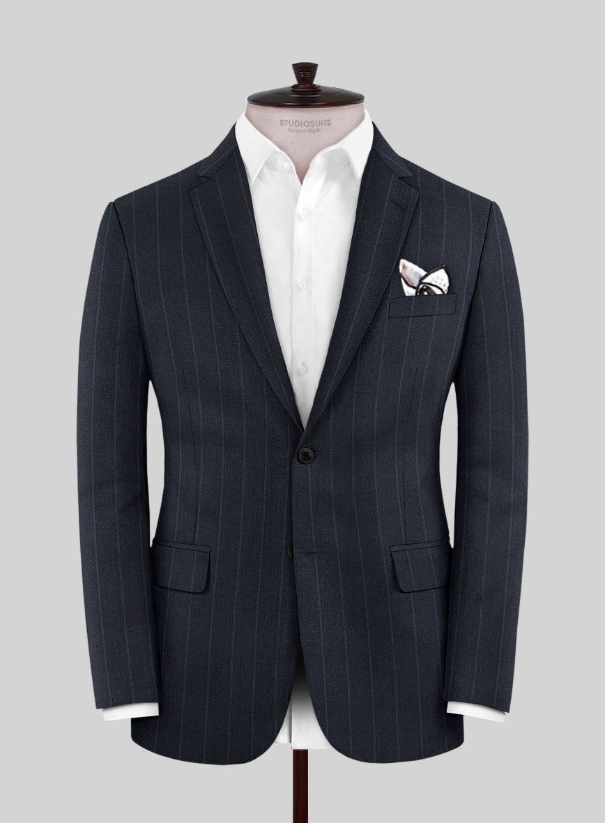 Lanificio Zegna Trofeo Alado Blue Stripe Wool Jacket - StudioSuits