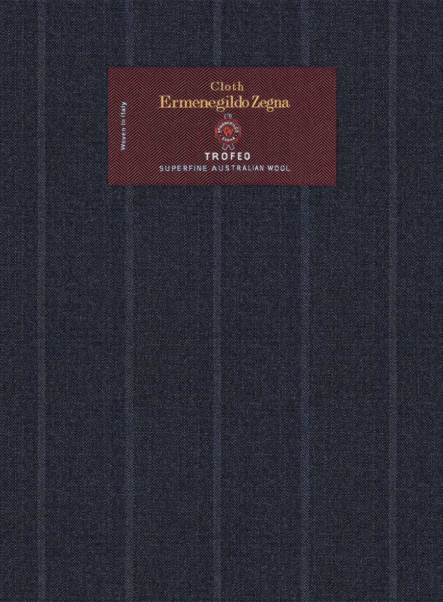 Lanificio Zegna Trofeo Alado Blue Stripe Wool Suit - StudioSuits