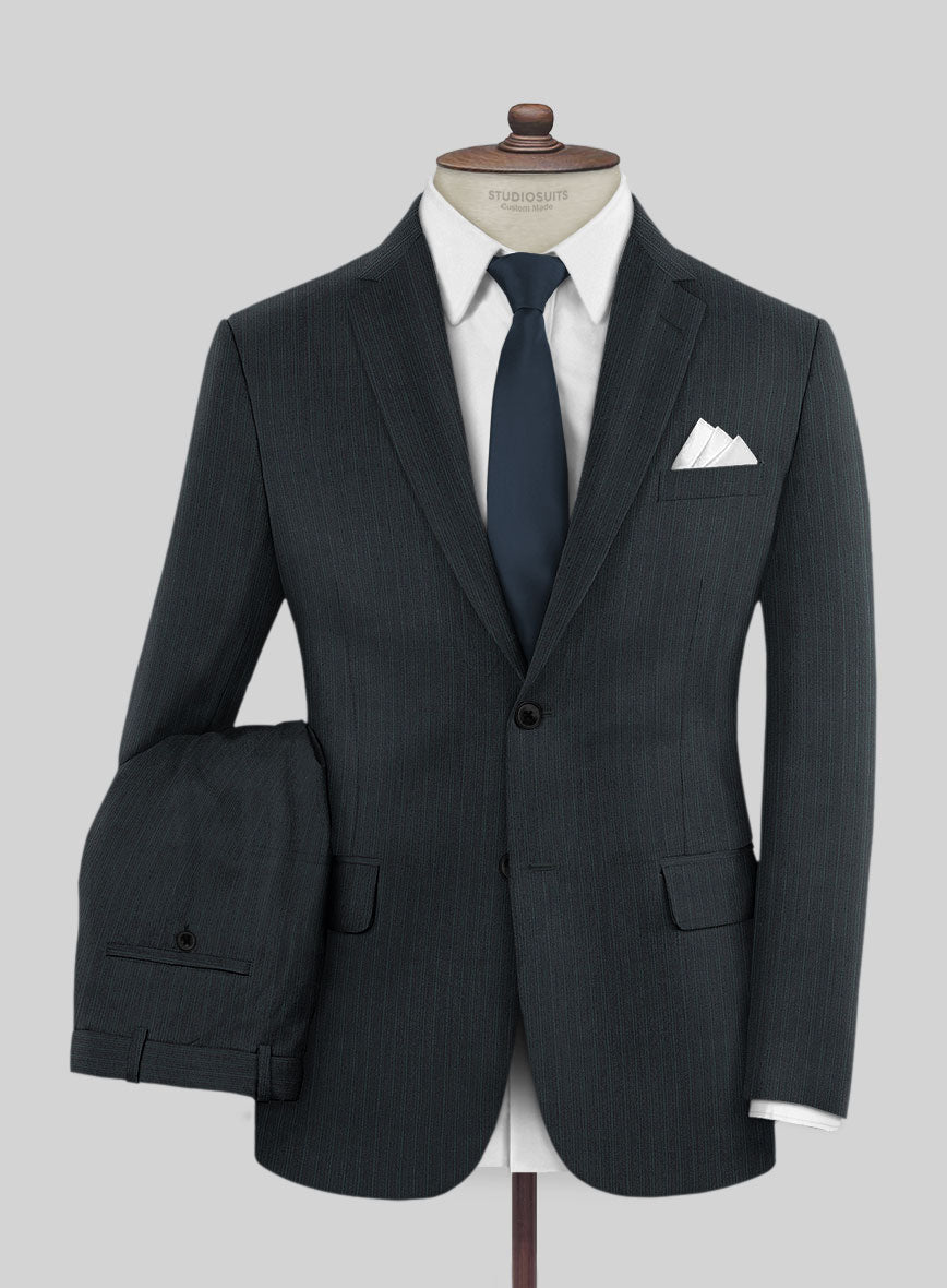 Lanificio Zegna Trofeo Allamo Teal Green Stripe Wool Suit - StudioSuits