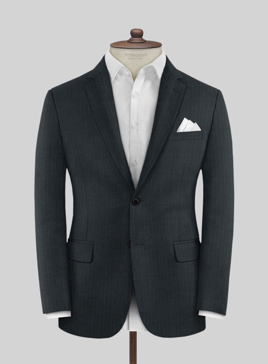 Lanificio Zegna Trofeo Allamo Teal Green Stripe Wool Suit - StudioSuits