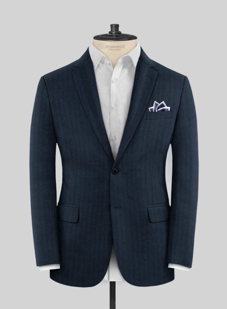 Lanificio Zegna Trofeo Dexi Blue Stripe Wool Jacket - StudioSuits