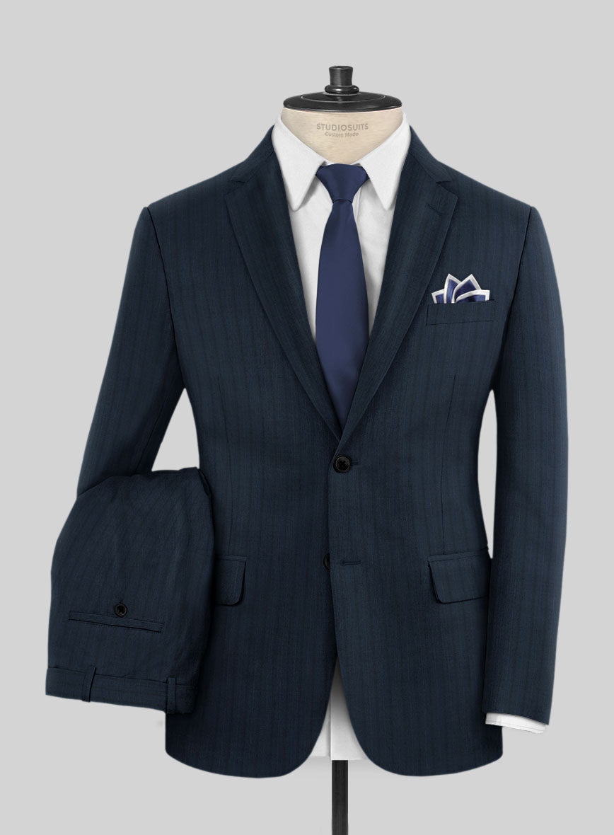 Lanificio Zegna Trofeo Dexi Blue Stripe Wool Suit - StudioSuits