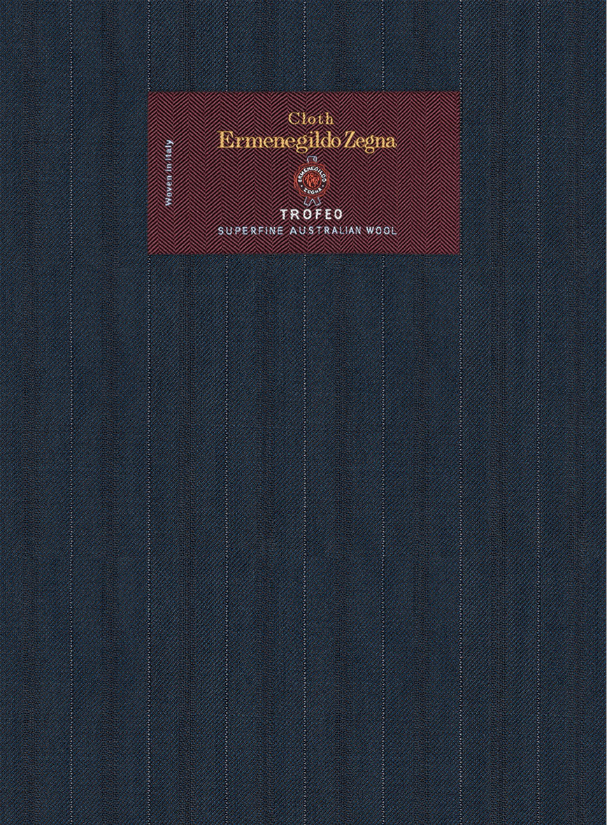 Lanificio Zegna Trofeo Dexi Blue Stripe Wool Suit - StudioSuits