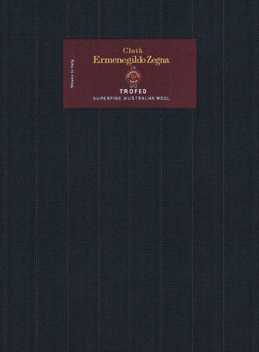 Lanificio Zegna Trofeo Dexi Dark Blue Stripe Wool Jacket - StudioSuits
