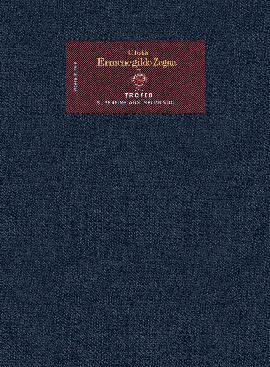 Lanificio Zegna Trofeo Flat Blue Wool Pants - StudioSuits