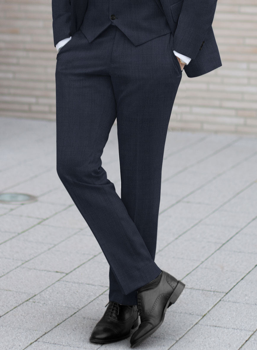 Lanificio Zegna Trofeo Malno Blue Checks Wool Pants - StudioSuits