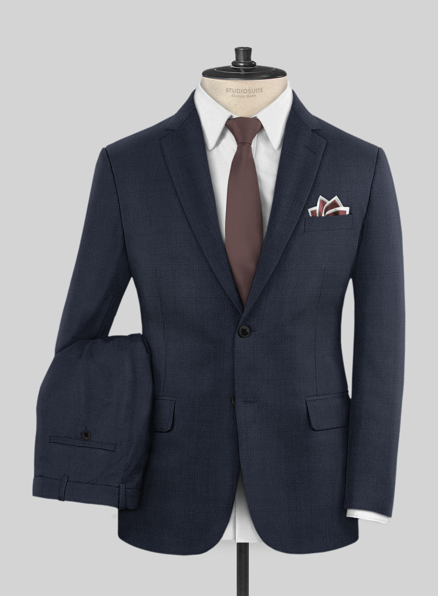 Lanificio Zegna Trofeo Malno Blue Checks Wool Suit - StudioSuits