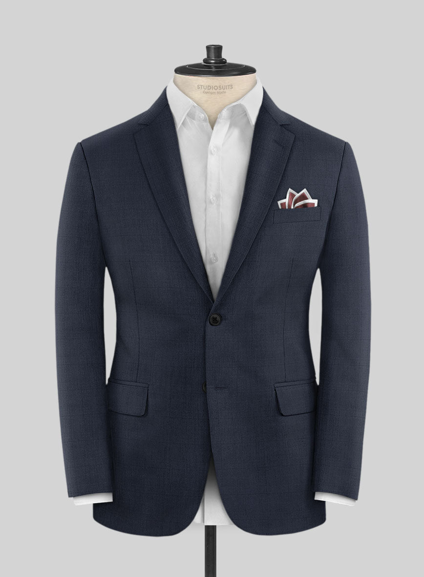 Lanificio Zegna Trofeo Malno Blue Checks Wool Suit - StudioSuits