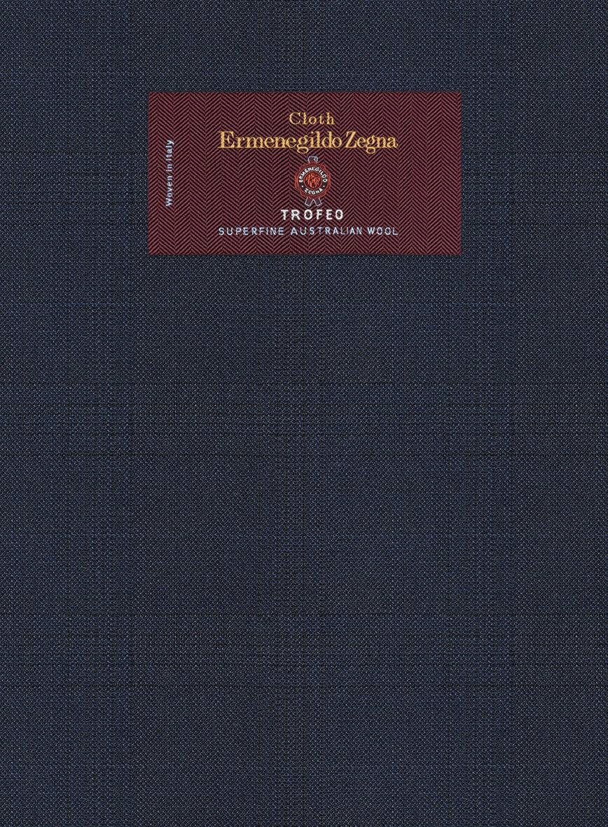 Lanificio Zegna Trofeo Malno Blue Checks Wool Suit - StudioSuits