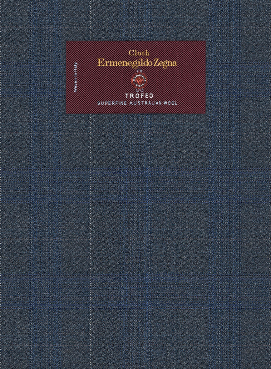 Lanificio Zegna Trofeo Malno Regal Blue Checks Wool Jacket - StudioSuits