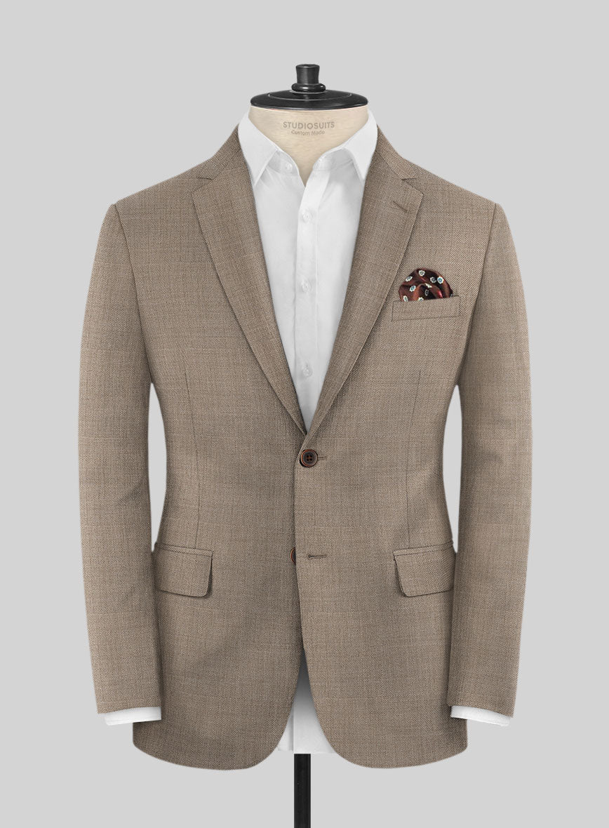 Lanificio Zegna Trofeo Sharkskin Brown Wool Jacket - StudioSuits