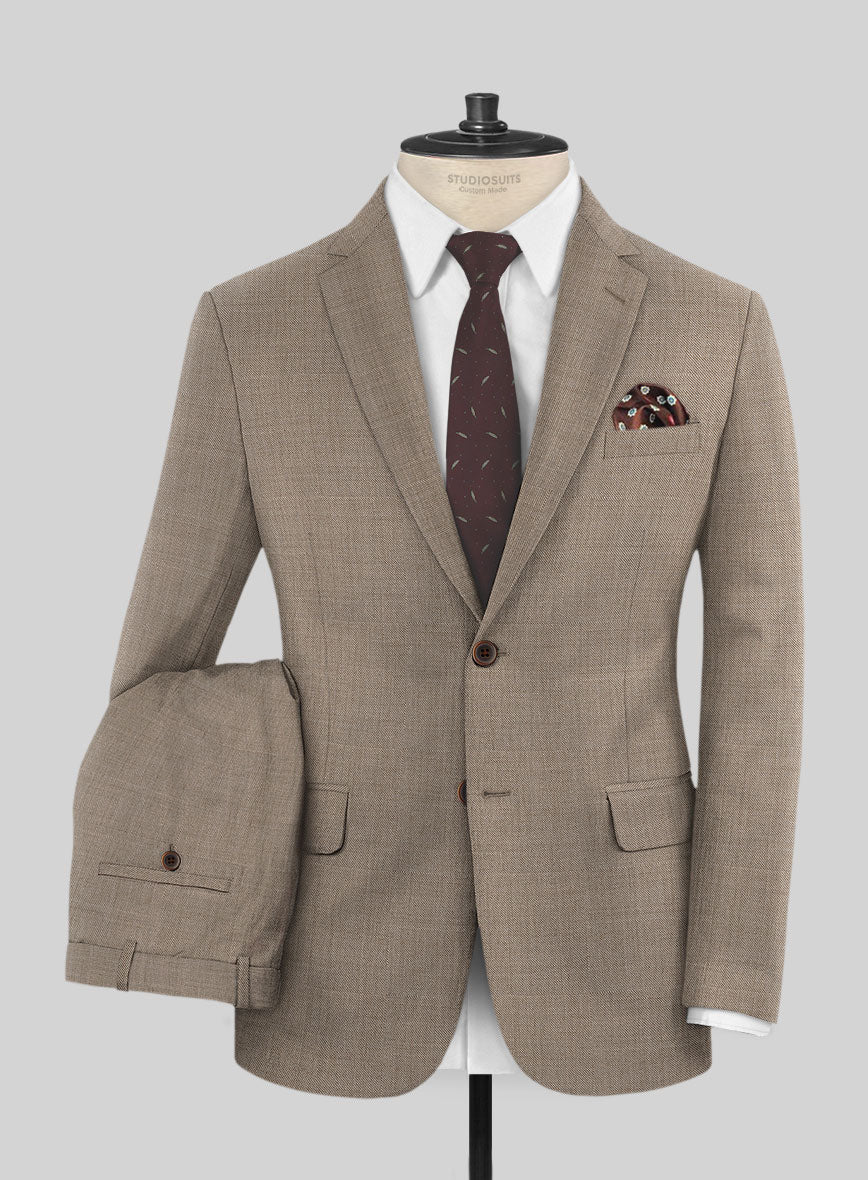 Lanificio Zegna Trofeo Sharkskin Brown Wool Suit - StudioSuits