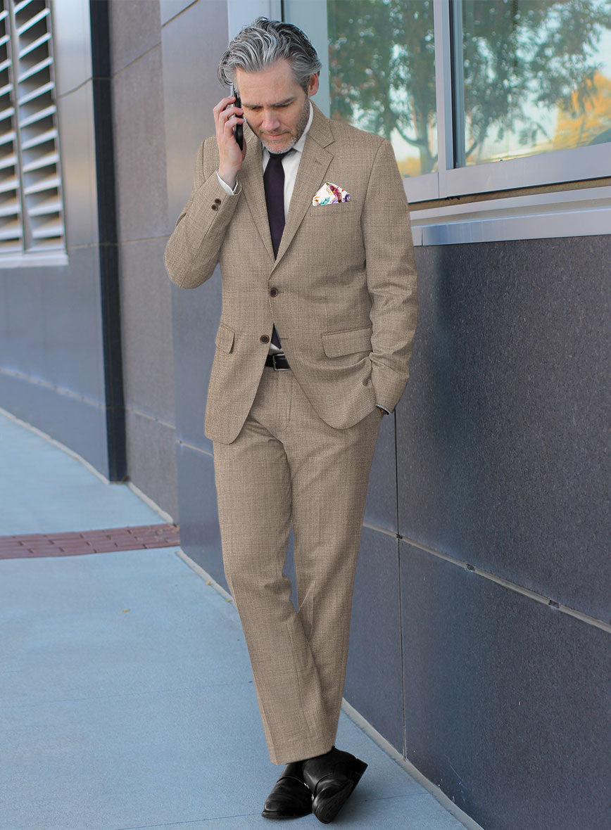 Lanificio Zegna Trofeo Sharkskin Brown Wool Suit - StudioSuits
