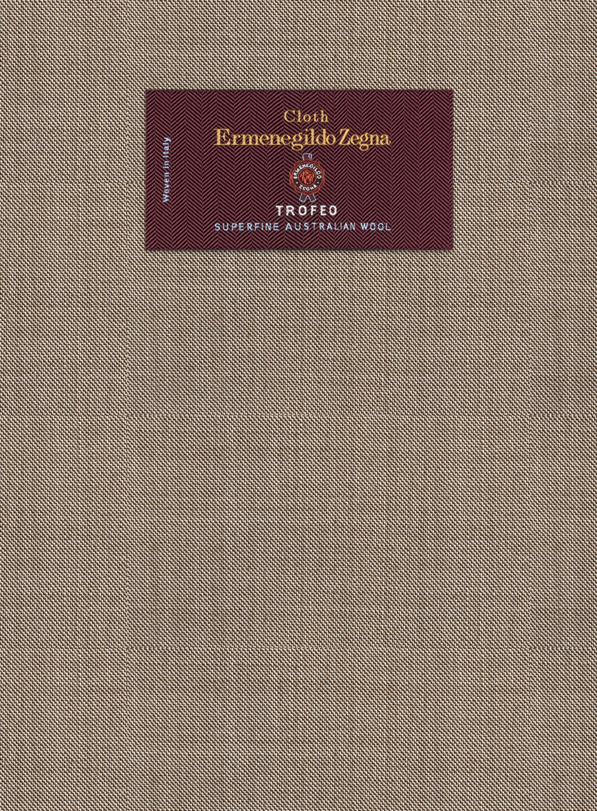 Lanificio Zegna Trofeo Sharkskin Brown Wool Suit - StudioSuits