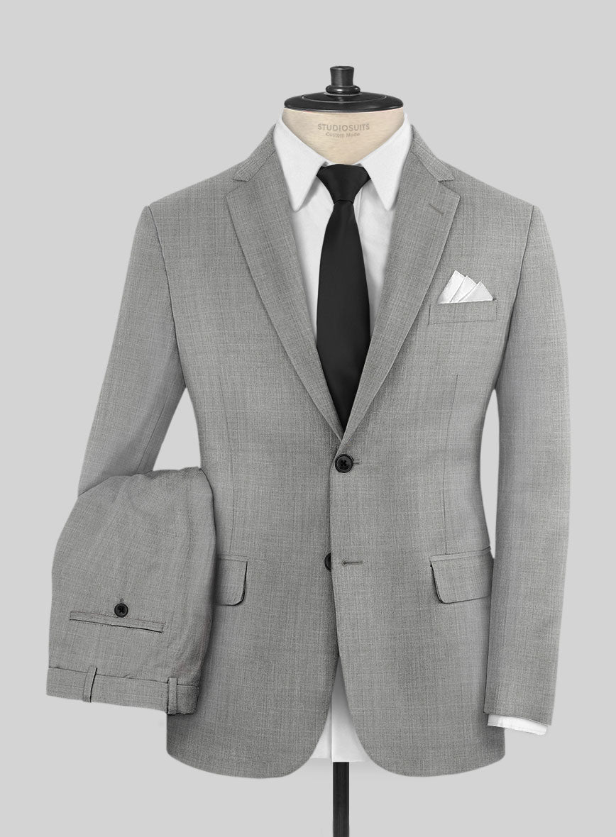 Lanificio Zegna Trofeo Sharkskin Light Gray Wool Suit - StudioSuits