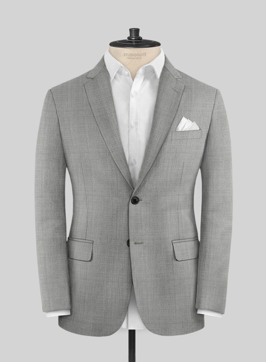 Lanificio Zegna Trofeo Sharkskin Light Gray Wool Suit - StudioSuits