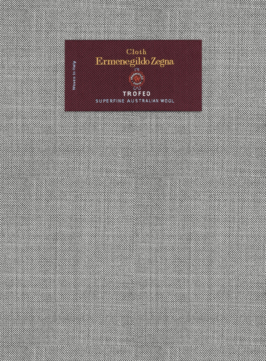 Lanificio Zegna Trofeo Sharkskin Light Gray Wool Suit - StudioSuits