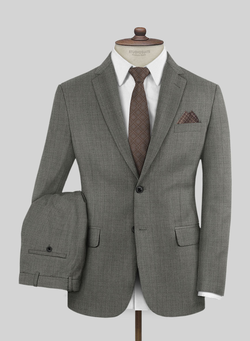 Lanificio Zegna Trofeo Sharkskin Mid Gray Wool Suit - StudioSuits