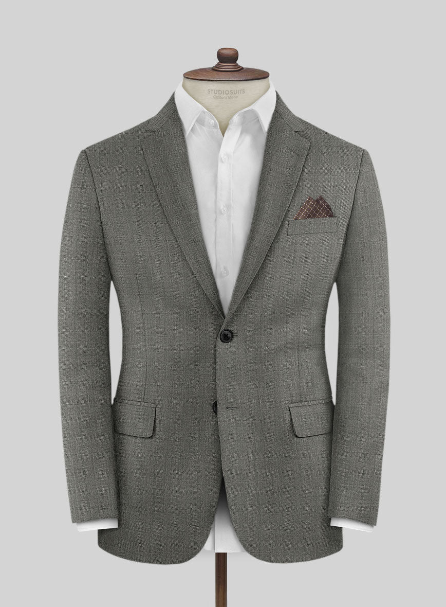 Lanificio Zegna Trofeo Sharkskin Mid Gray Wool Suit - StudioSuits