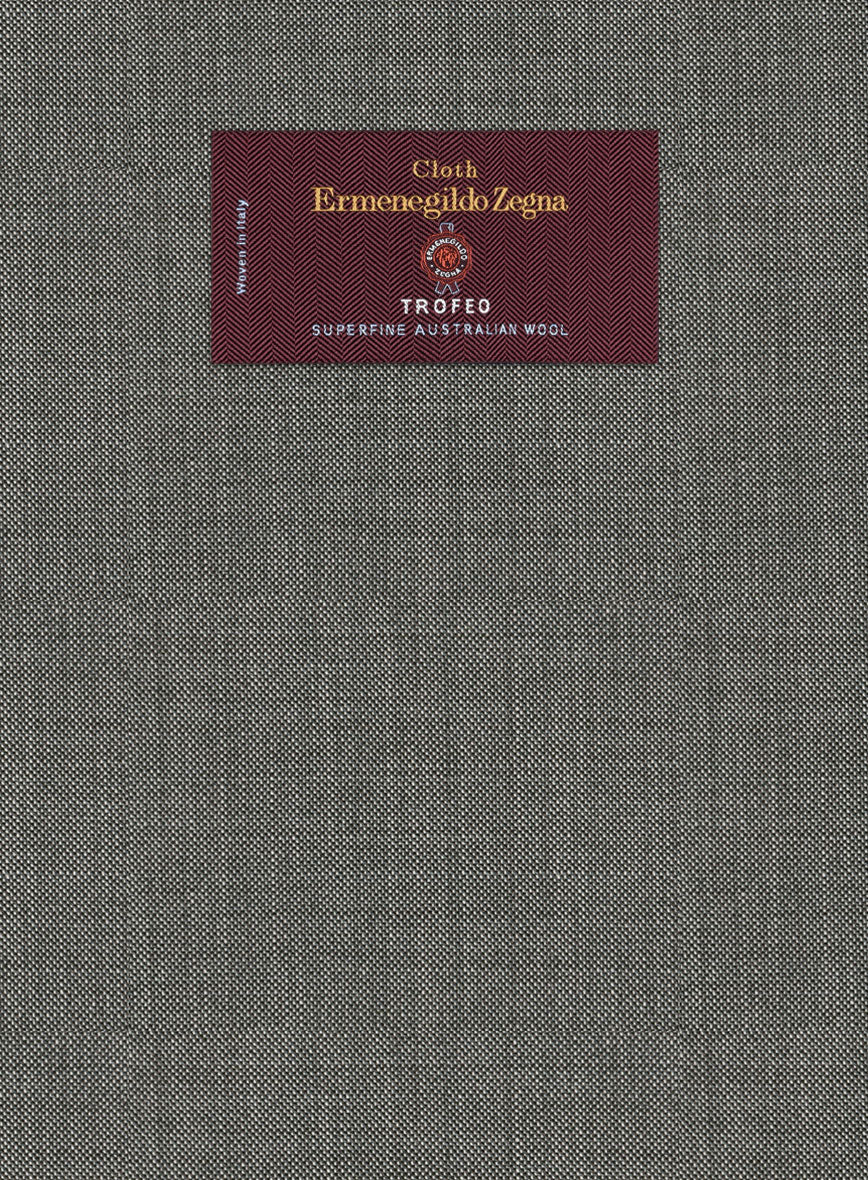 Lanificio Zegna Trofeo Sharkskin Mid Gray Wool Suit - StudioSuits