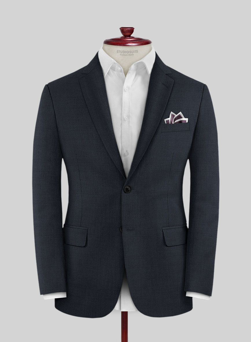 Lanificio Zegna Trofeo Sharkskin Navy Blue Wool Suit - StudioSuits
