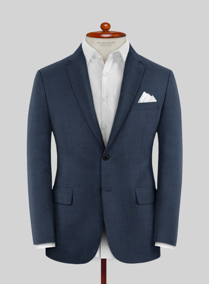 Lanificio Zegna Trofeo Sharkskin Royal Blue Wool Suit - StudioSuits