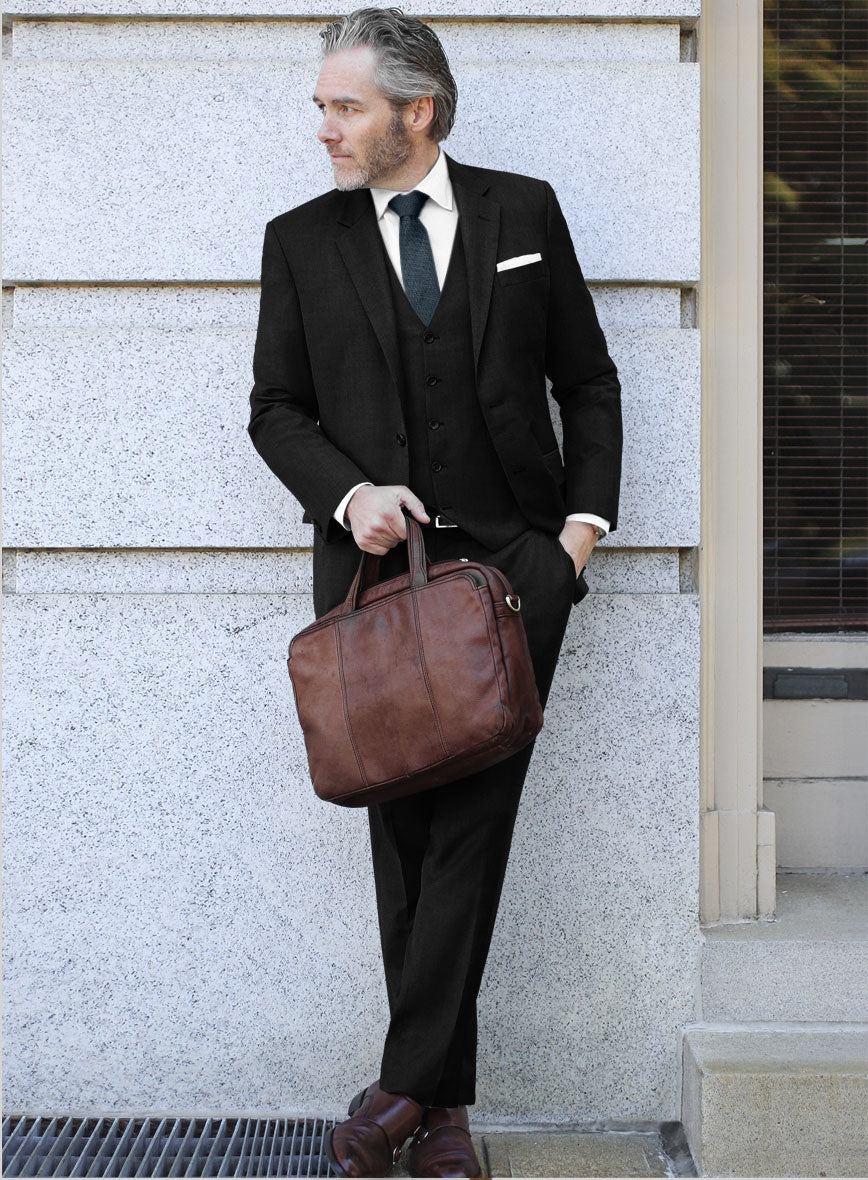 Lanificio Zegna Trofeo Smoky Black Wool Suit - StudioSuits
