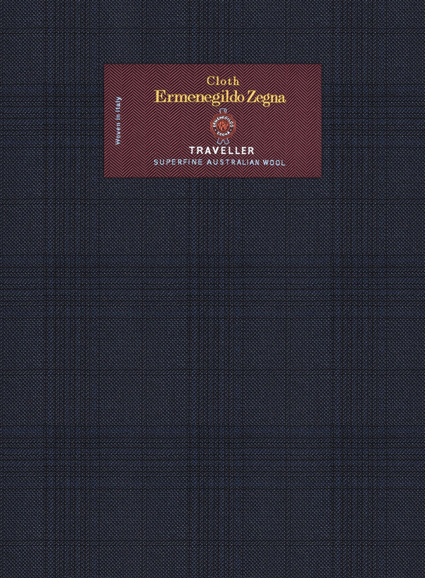 Lanificio Zegna Traveller Tirno Blue Checks Wool Jacket - StudioSuits