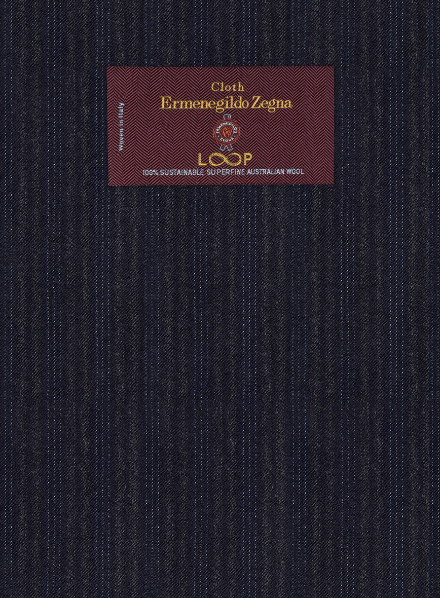 Lanificio Zegna Loop Laonel Blue Stripe Wool Jacket - StudioSuits
